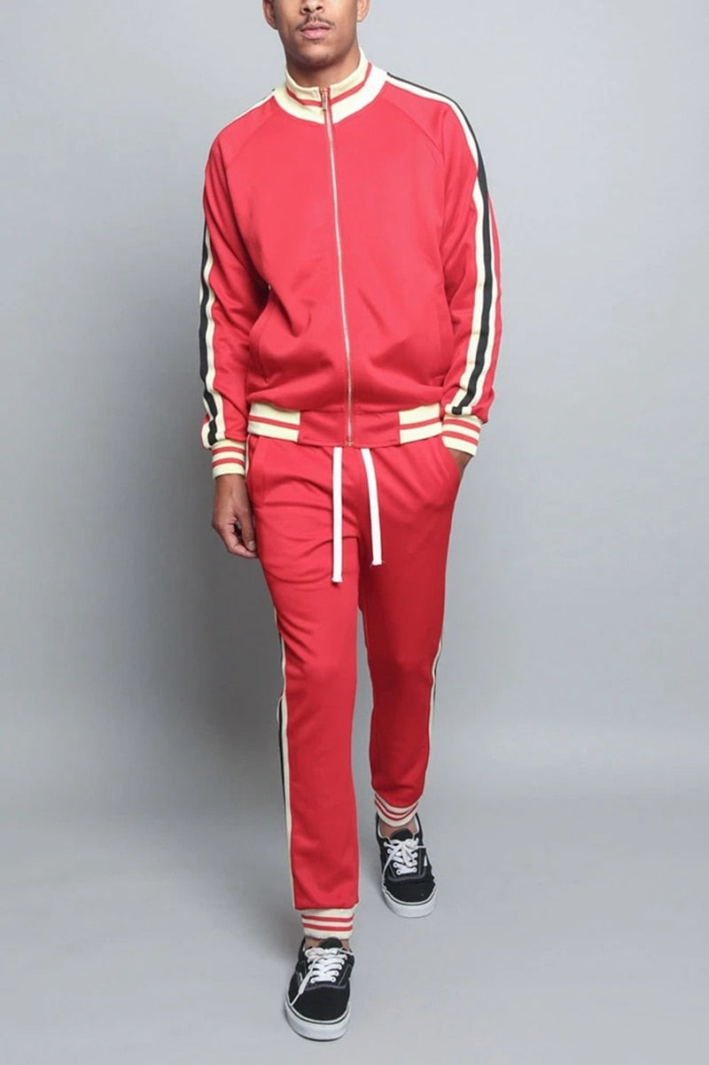 Autumn Mens Tracksuit Casual Men Sets Zip Cardigan Baseball Jacket + Pants 2 Piece Suit Striped Jogging Sportsuit Male Sweatsuit | TageUnlimited