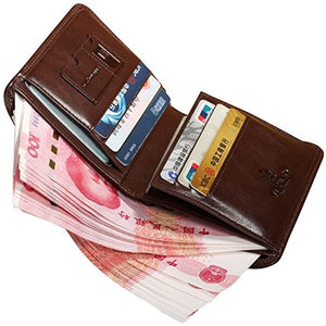 Manbang Men Wallets RFID Genuine Leather Trifold Wallets For Men with ID Window and Credit Card Holder | TageUnlimited