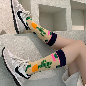 Fashion Colorful Autumn Winter Stocking  Women Socks  Plant Hedgehog Slothsi Cotton Socks Personality Straight Trendy Socks | TageUnlimited