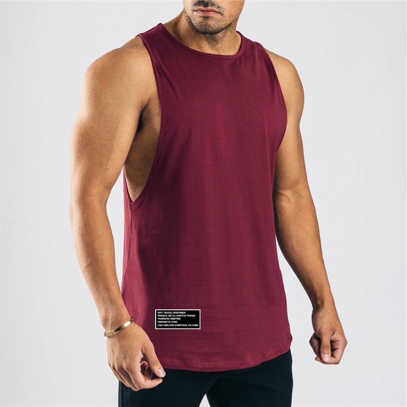 Cotton Workout Gym Tank Top Mens Muscle Sleeveless Sportswear Shirt Stringer Fashion Clothing Bodybuilding Singlets Fitness Vest | TageUnlimited