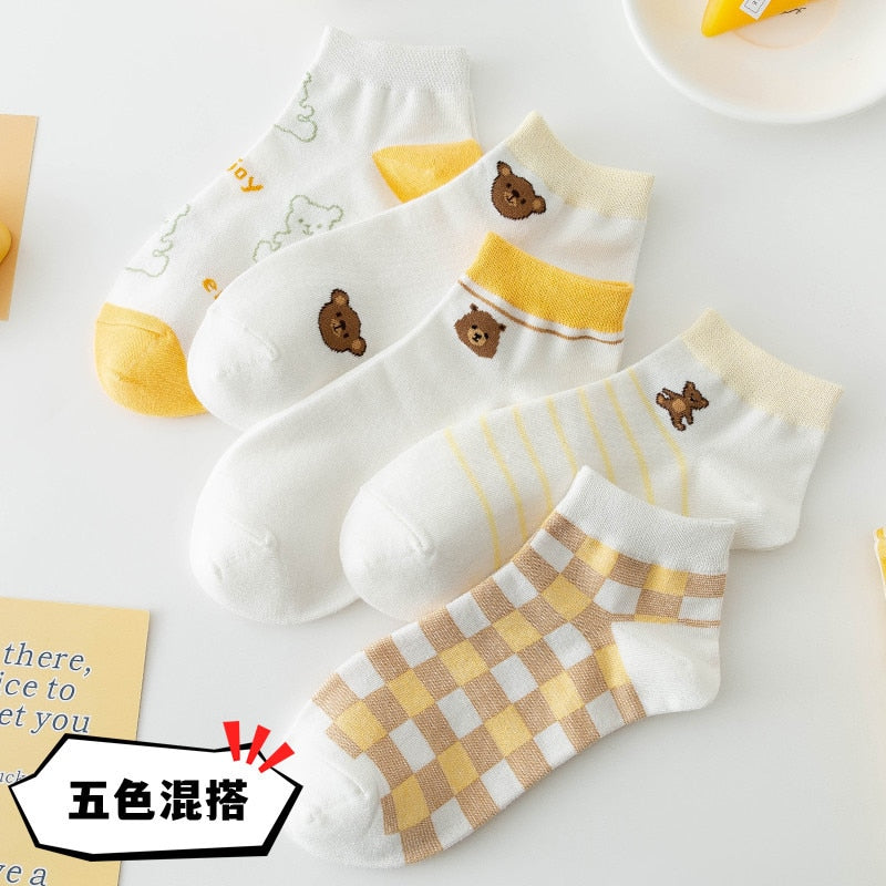 5 Pairs Of Women Socks Cartoon Cotton Socks. | TageUnlimited