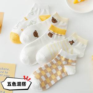 5 Pairs Of Women Socks Cartoon Cotton Socks. | TageUnlimited