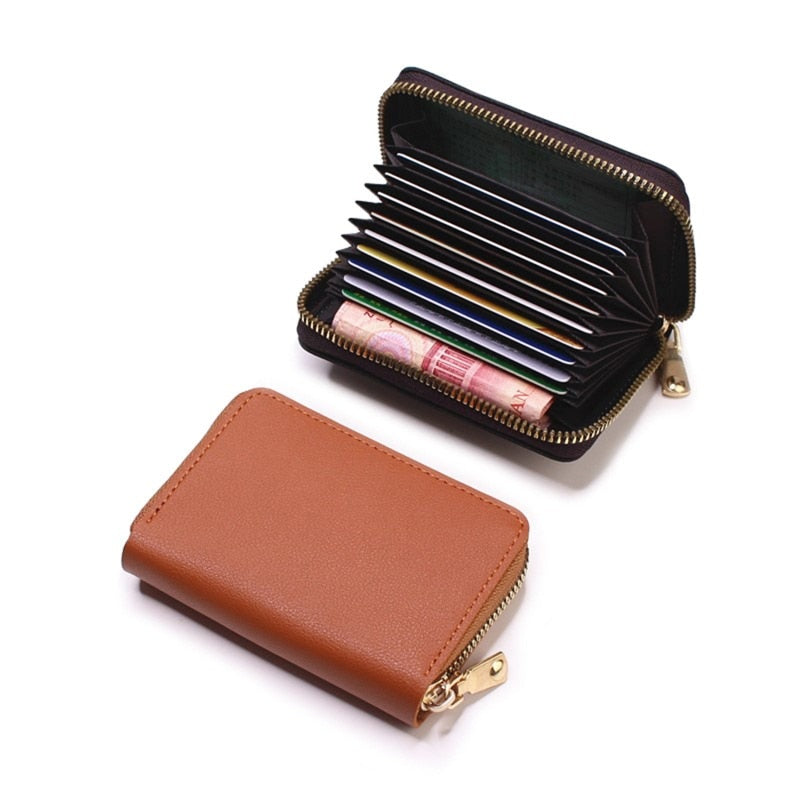 Business Card Holder Wallet Women/men Gray Bank/ID/Credit Card Holder 20 Bits Card Wallet PU Leather Protects Case Coin Purse | TageUnlimited