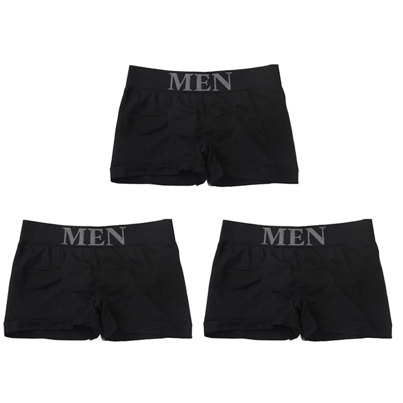 3Pcs/Lot Men Panties Underwear Boxers Breathable Man Boxer Solid Underpants Comfortable Male Brand Shorts Black Blue Underwear | TageUnlimited