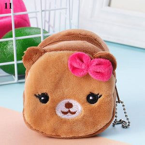 Women's Cartoon Coin Purse Three-dimensional Plush Zipper Headphone Bag Wallet Key Chain. | TageUnlimited