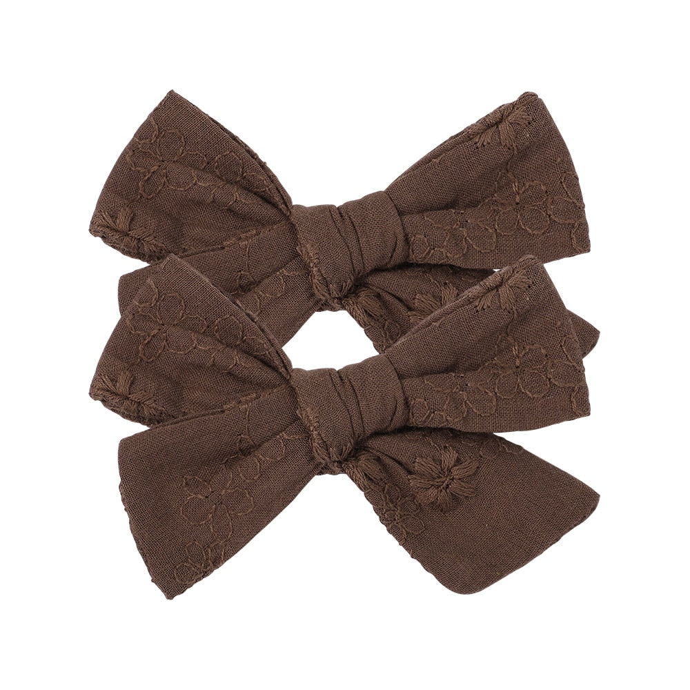 2Pcs/Set Sweet Flower Print Bowknot Hair Clips for Cute Baby Girls Cotton Bows Hairpins Barrettes Headwear Kids Hair Accessories | TageUnlimited