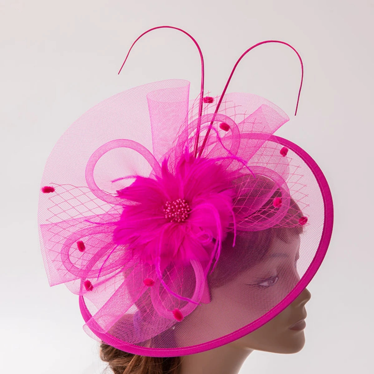 Fascinators for Women Elegant Headwear Kentucky Derby Hat Fashion Feather Headpiece Mesh Veil Hairbands Chic Ladies Wedding Hats