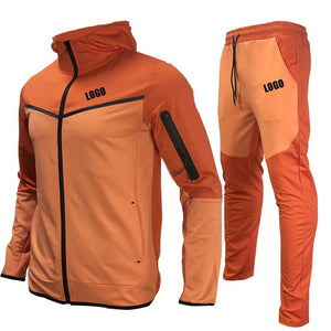 Tech Custom logo Men's Tracksuits Set Long Sleeve Causal Full Zip Running Sports Sweatsuit For Men 2 Piece Outfits | TageUnlimited