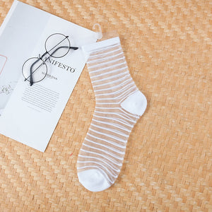 Sexy Lace Women Socks Summer Ultra-thin Transparent Mesh Fishnet Short Socks Harajuku Casual Breathable Black White Crew Socks | TageUnlimited