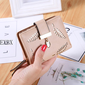 EXBX Women Wallet Hollow Golden Leaf Buckle Wallet PU Leather Purse Female Long Wallet for Women Coin Purse Card Holders Clutch | TageUnlimited
