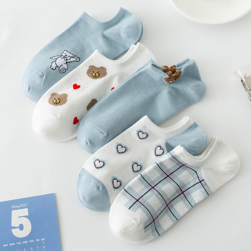 5 Pairs Of Women Socks Cartoon Cotton Socks. | TageUnlimited