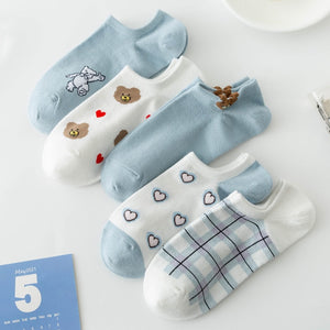 5 Pairs Of Women Socks Cartoon Cotton Socks. | TageUnlimited
