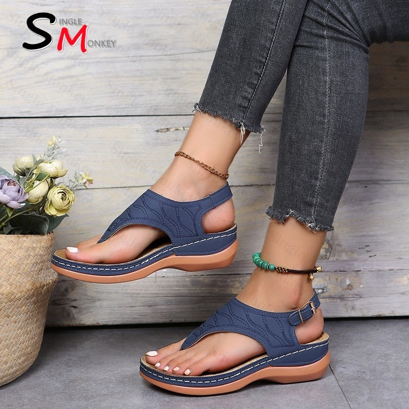 Summer Oxford Women Sandals Flats Slippers Pu Leather Flip Flops Belt Buckle Female Shoes New Rome Fashion Women Slides | TageUnlimited