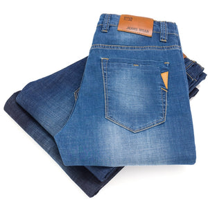 Brother Wang Classic Style Men Brand Jeans Business Casual Stretch Slim Denim Pants Light Blue Black Trousers Male | TageUnlimited