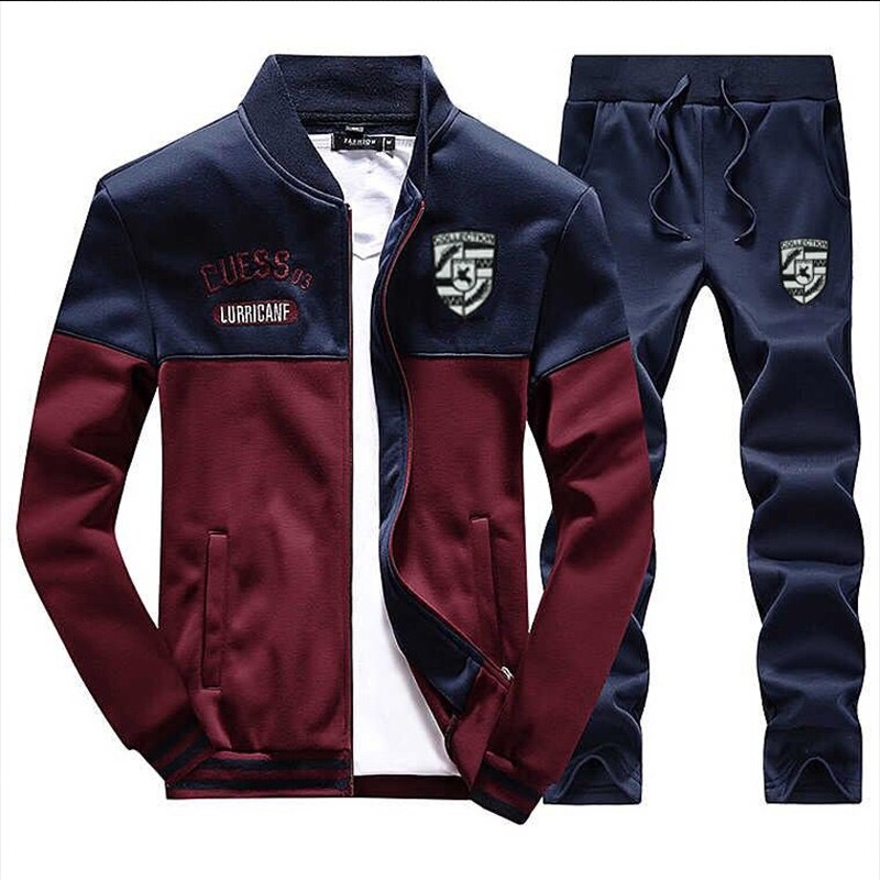 New Men's Tracksuit Fleece Jacket and Sweatpants 2 Piece Set Spring Autumn Sports Suit Long Sleeve Sets Men Sweatsuit Warm | TageUnlimited
