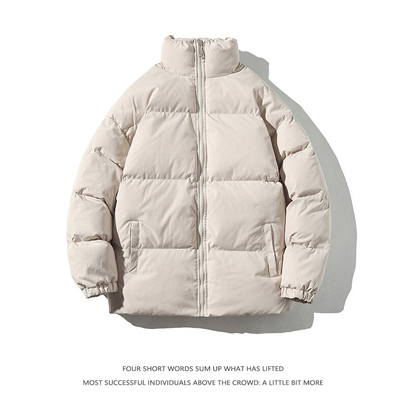 Streetwear  Warm Men Winter Coat Solid Color Casual Parka Stand Collar Fashion Oversize Women&#39;s Winter Jacket | TageUnlimited