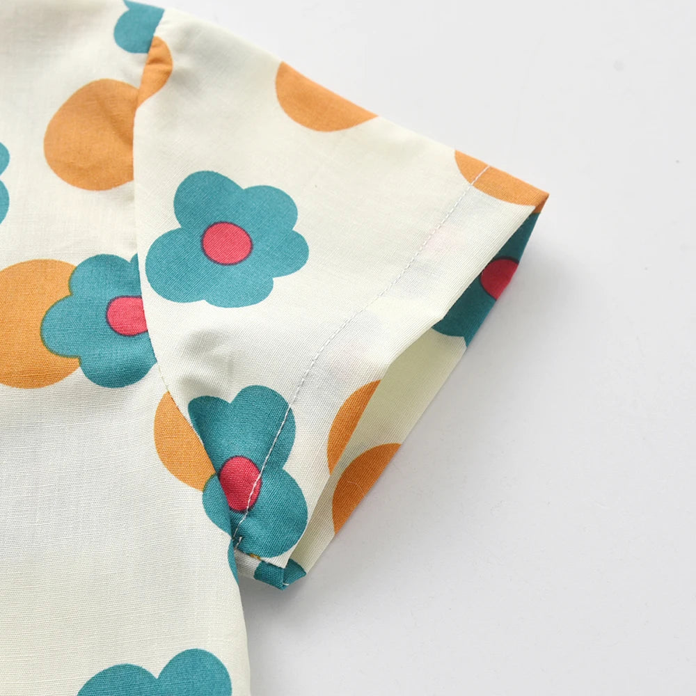 Summer Fashion Flower Kids Boy and Girl Matching Outfits Twin Brother Sister Hawaiian Print Toddler Boy Clothing Sets Tutu Dress