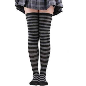 Women Thigh High Over The Knee Socks For Girls Black White Striped Stockings Long Slouch Socken Kawaii Knit Leg Warmers Soks | TageUnlimited