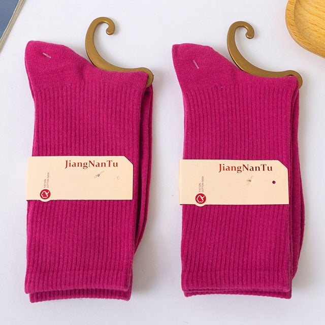 26 Solid Color Four Seasons Womens Socks Pure Cotton. | TageUnlimited