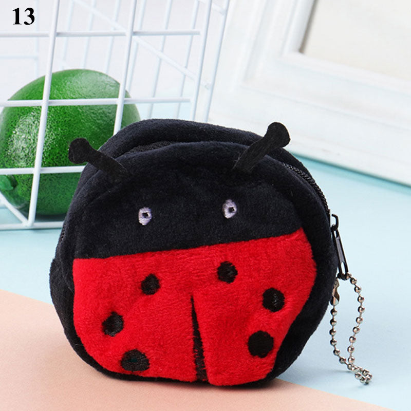 Women's Cartoon Coin Purse Three-dimensional Plush Zipper Headphone Bag Wallet Key Chain. | TageUnlimited