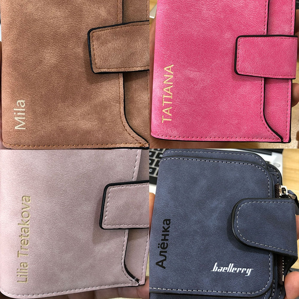 Fashion Women Wallets Free Name Engraving New Small Wallets Zipper PU Leather Quality Female Purse Card Holder Wallet | TageUnlimited