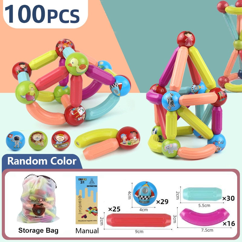 Magic Magnetic Building Blocks Toy Magnetic Construction Set Magnet Ball Sticks Rod Games Montessori Educational Toys For Kids | TageUnlimited