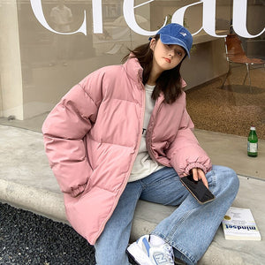 Streetwear  Warm Men Winter Coat Solid Color Casual Parka Stand Collar Fashion Oversize Women&#39;s Winter Jacket | TageUnlimited
