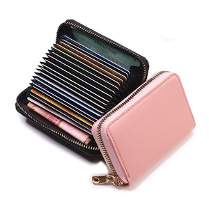 Business Card Holder Wallet Women/men Gray Bank/ID/Credit Card Holder 20 Bits Card Wallet PU Leather Protects Case Coin Purse | TageUnlimited