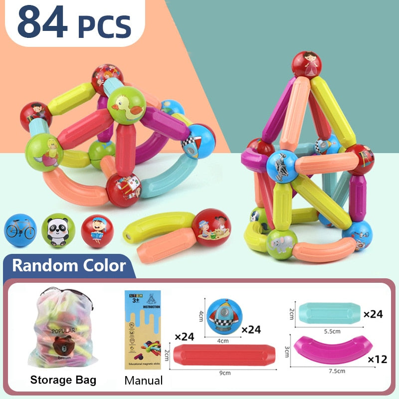 Magic Magnetic Building Blocks Toy Magnetic Construction Set Magnet Ball Sticks Rod Games Montessori Educational Toys For Kids | TageUnlimited