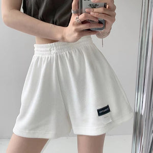 WomenShorts Summer High Waisted Sports Shorts Loose Bottoms Female Casual Elastic Waist Hot Pants Solid Color Homewear | TageUnlimited