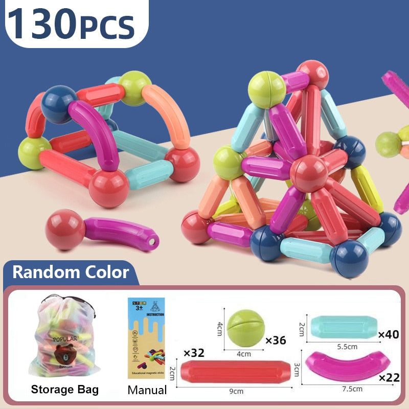 Magic Magnetic Building Blocks Toy Magnetic Construction Set Magnet Ball Sticks Rod Games Montessori Educational Toys For Kids | TageUnlimited