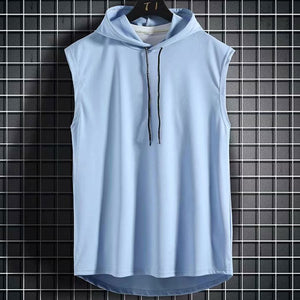 Plus Size Summer Men Clothing Tank Tops Sweatshirt Sleeveless Tops Hoodie Vest Workout Fitness Mens T Shirt Workout Hip Hop Vest | TageUnlimited