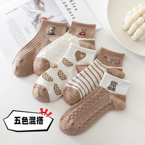 5 Pairs Of Women Socks Cartoon Cotton Socks. | TageUnlimited
