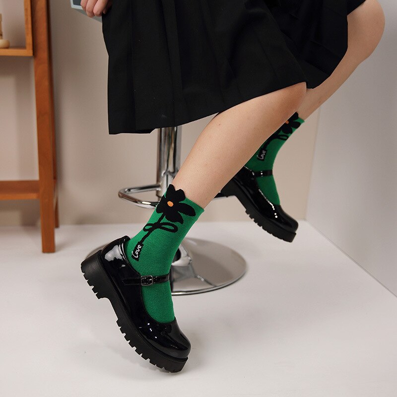 High Quality Cute Kawaii Women&#39;s Socks Floral Rabbit Cartoon Funny Socks Autumn Winter Middle Tube Fashion Casual Socks Eu35-40 | TageUnlimited