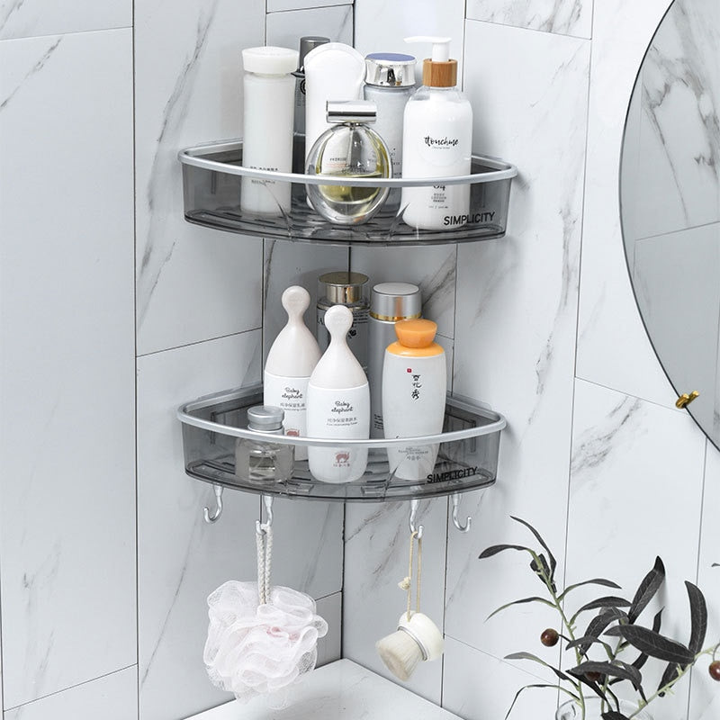 Punch-free Bathroom Shelf Shampoo Cosmetic Towel Storage Rack Organizer Bath Corner Holder Household Items Bathroom Accessories | TageUnlimited