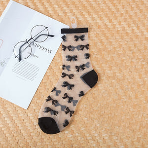 Sexy Lace Women Socks Summer Ultra-thin Transparent Mesh Fishnet Short Socks Harajuku Casual Breathable Black White Crew Socks | TageUnlimited