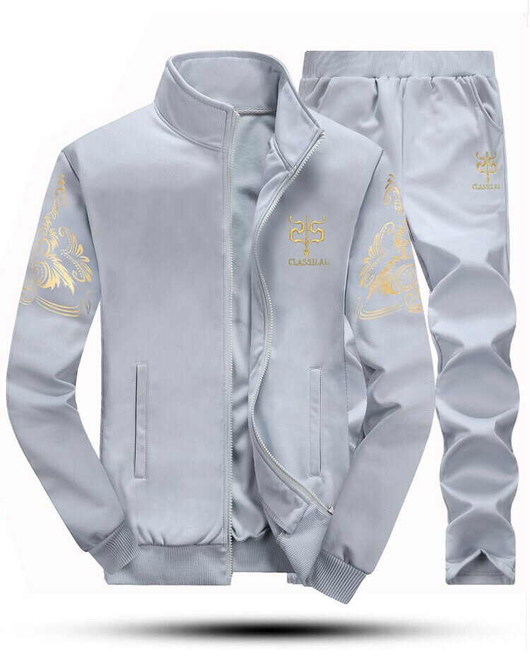New Men's Tracksuit Fleece Jacket and Sweatpants 2 Piece Set Spring Autumn Sports Suit Long Sleeve Sets Men Sweatsuit Warm | TageUnlimited