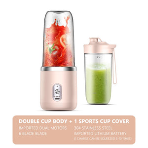 6 Blades Juicer Cup 400ML USB Smoothie Blender Cup Mini Charging Fruit Squeezer Food Mixer Ice Crusher Portable Wireless Juicers | TageUnlimited