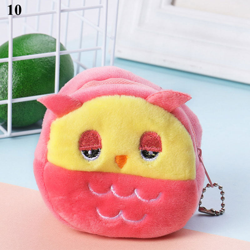 Women's Cartoon Coin Purse Three-dimensional Plush Zipper Headphone Bag Wallet Key Chain. | TageUnlimited