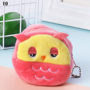 Women's Cartoon Coin Purse Three-dimensional Plush Zipper Headphone Bag Wallet Key Chain. | TageUnlimited