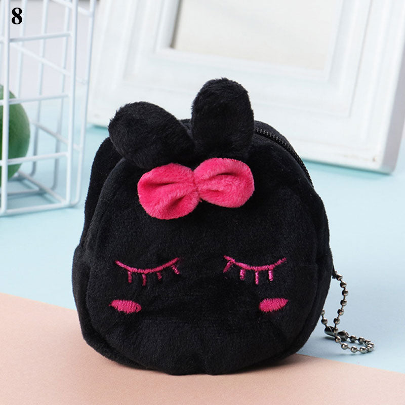 Women's Cartoon Coin Purse Three-dimensional Plush Zipper Headphone Bag Wallet Key Chain. | TageUnlimited
