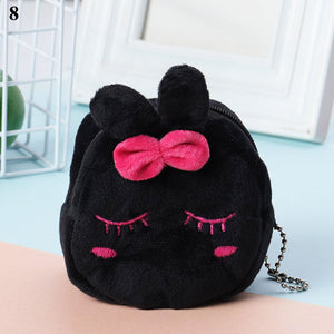 Women's Cartoon Coin Purse Three-dimensional Plush Zipper Headphone Bag Wallet Key Chain. | TageUnlimited