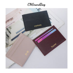 Custom Letters Men PU Leather Credit Card Holder Personalize Initials Slim Card Wallet Monogram Name Card Case Women DIY Present | TageUnlimited