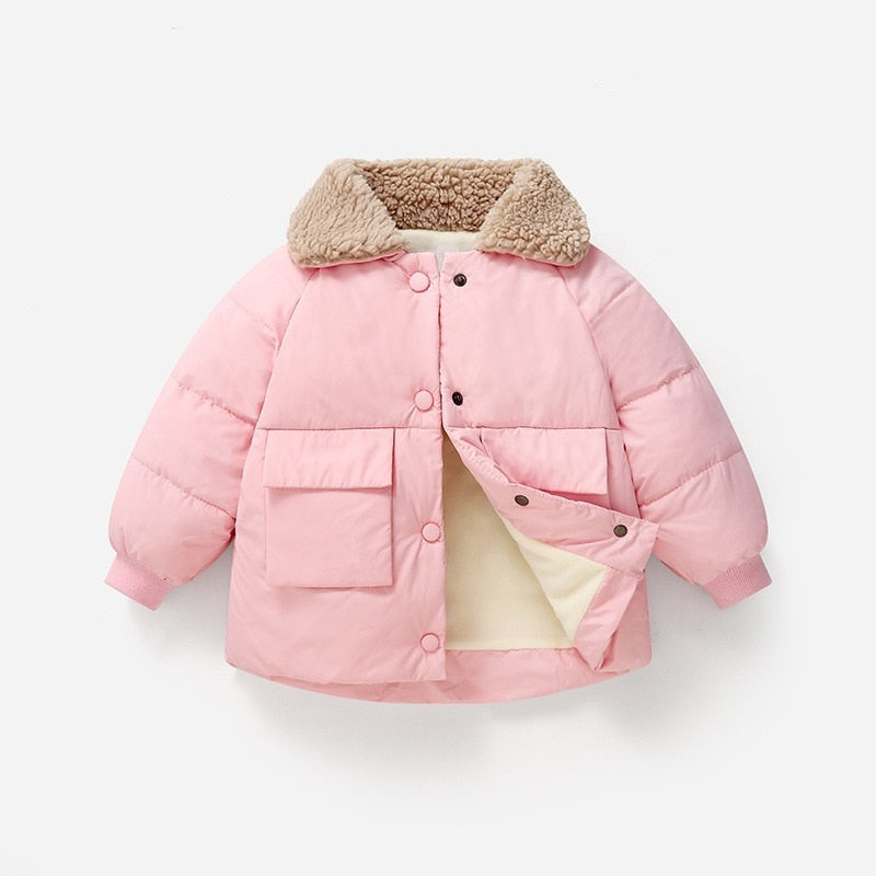 Winter Children Warm Cotton Jackets Rabbit Fur Collar Coats Baby Short Quilted Jacket Kids Clothes Girl Boy Outerwear | TageUnlimited