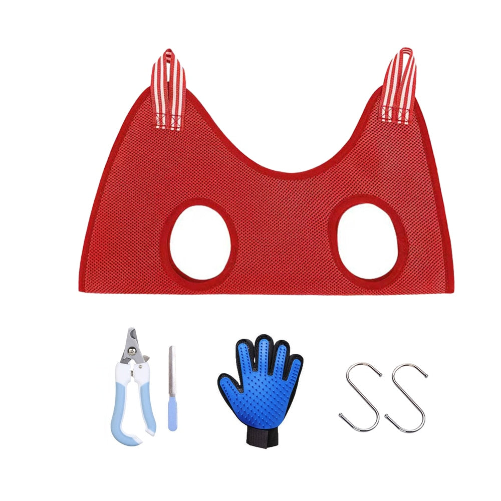 Cat Grooming nail cutting anti scratch bite fixed bag bath Trimming Restraint Bag Pet Beauty hammock hanging Pet Supplies Set | TageUnlimited