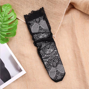 Women Black Lace Stockings Hollow Transparent Lace Stockings Pure Cotton Japanese Fleece Socks  Quilt Color Princess Socks | TageUnlimited