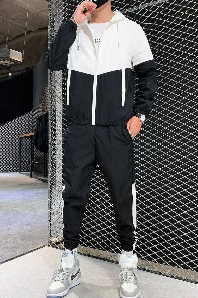 New Hip-hop Suit Male Set Track Suits Sweatsuit Man Tracksuit Mens Sets Pant Zipper Pockets Outwear 2PC Jacket+Pants Sets | TageUnlimited