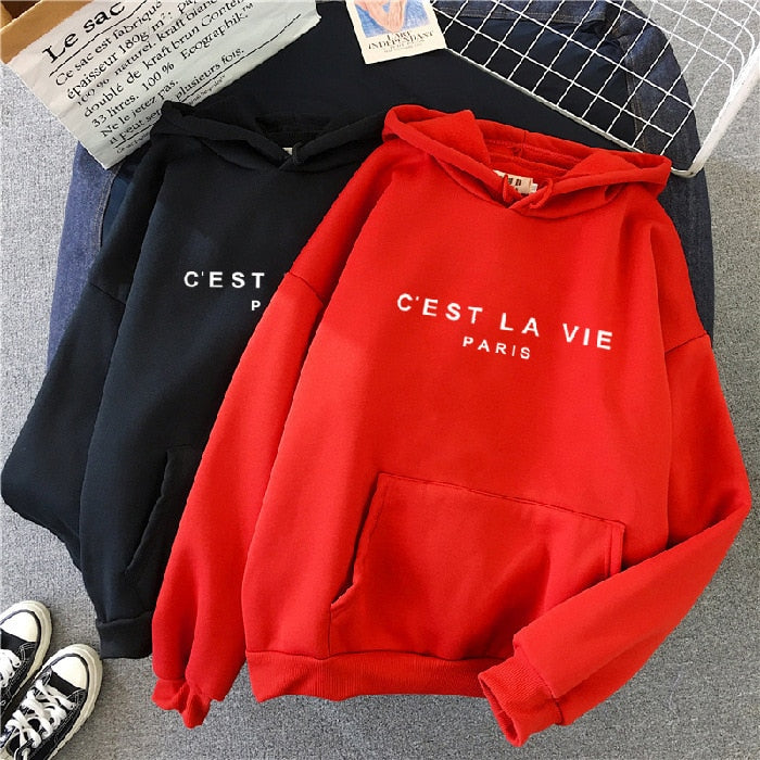 Streetwear Hoodies Letter Printed Women Sweatshirt Autumn Winter Long Sleeve Harajuku Pullovers Hooded Sweater sudadera mujer | 0 | TageUnlimited