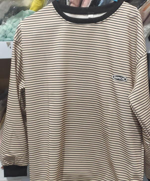 Popular Women T-shirts Striped Retro Comfort Slouchy Long Sleeve Tees Students Boyfriend Couple Trendy Females Tops Ulzzang Hot | TageUnlimited