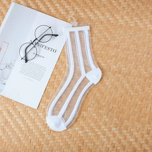 Sexy Lace Women Socks Summer Ultra-thin Transparent Mesh Fishnet Short Socks Harajuku Casual Breathable Black White Crew Socks | TageUnlimited